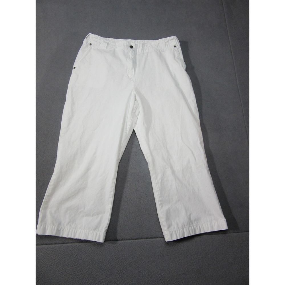 Woolrich Pants Womens 14 White Crop Wide Leg High Rise Pockets